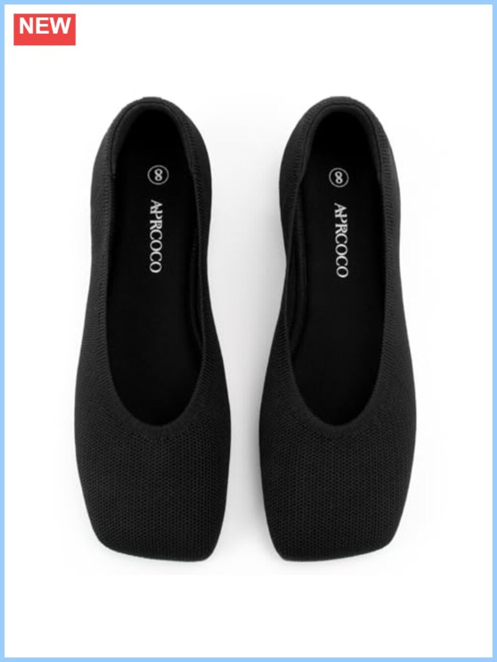 Wide Toe Box Square Toe Knit Slip On Ballet Flats Washable Lightweight